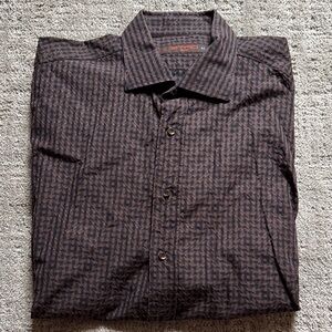 Etro 44 Italian size Milano Men's Dark Brown Geometric Shirt
